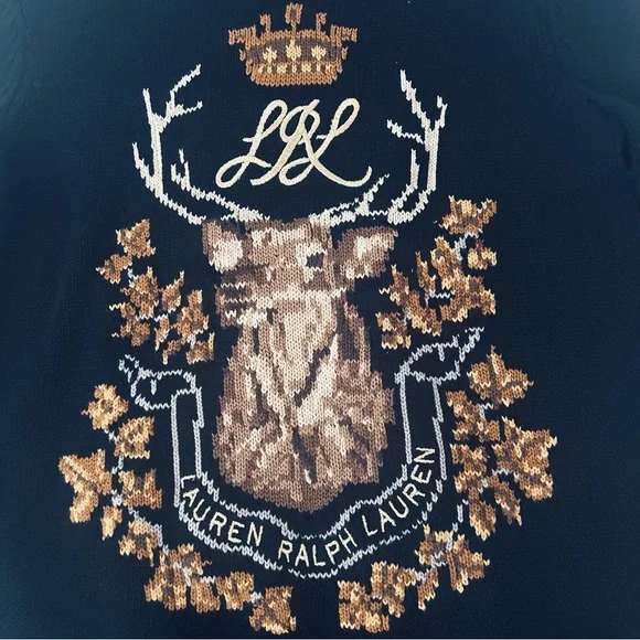 Lauren Ralph Lauren Instarsia - Knit Cotton Turtleneck Sweater. Size Small. - Picture 3 of 8